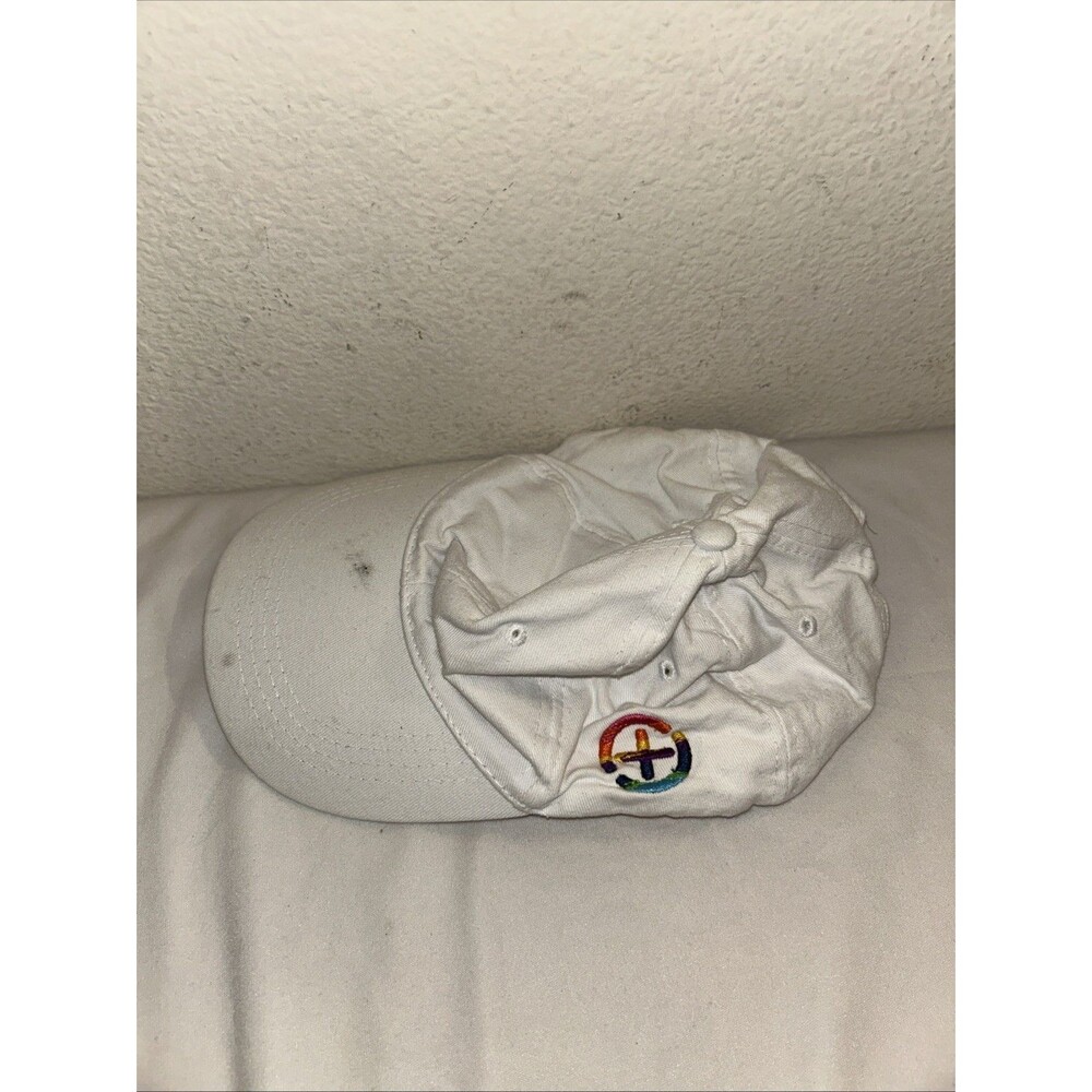 Snapback White Hat With Rainbow Logo Adjustable